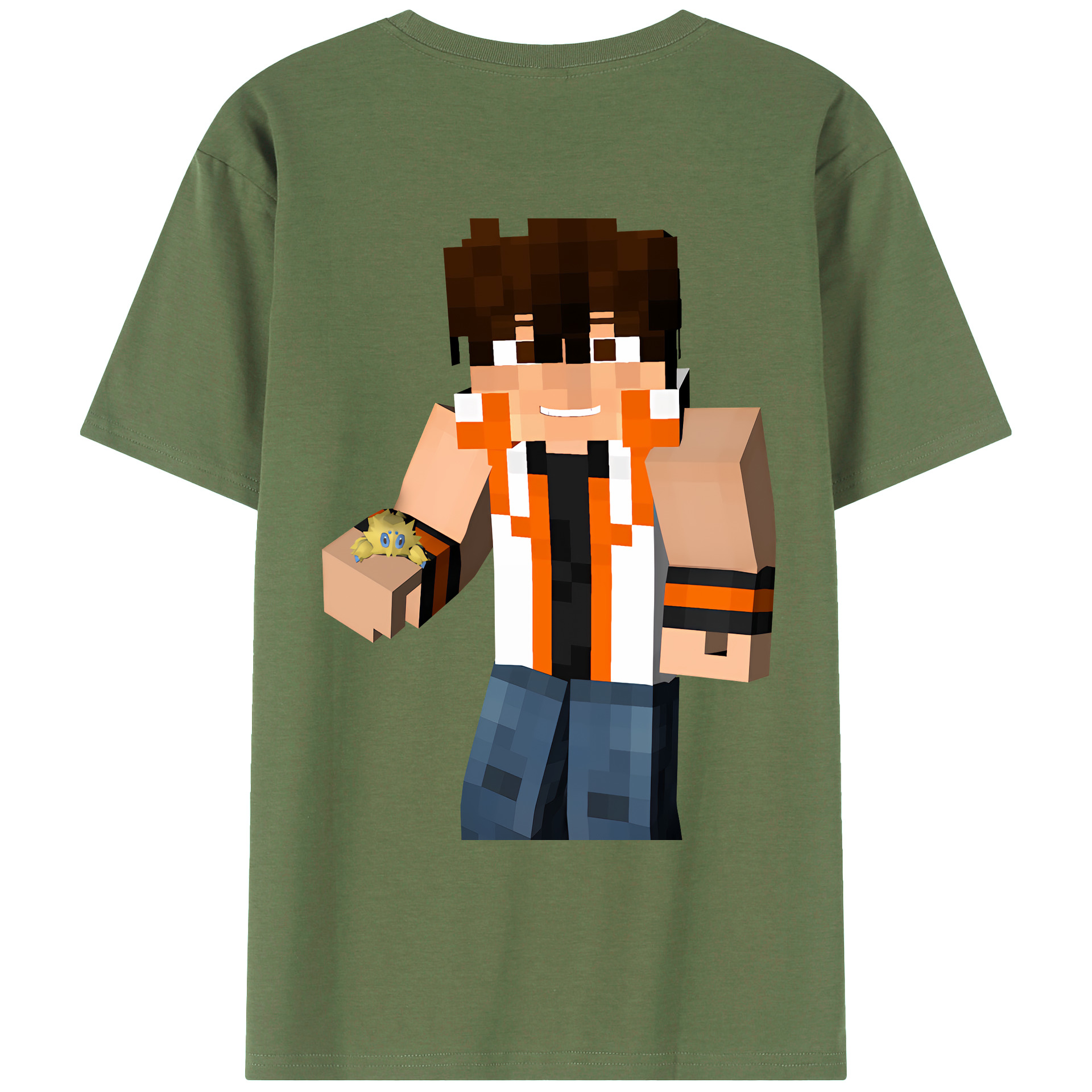 （画像用） マインクラフト ブロックの世界 Minecraft MC Block world 綿100％ メンズ半袖Tシャツ（バックプリント） 通気性